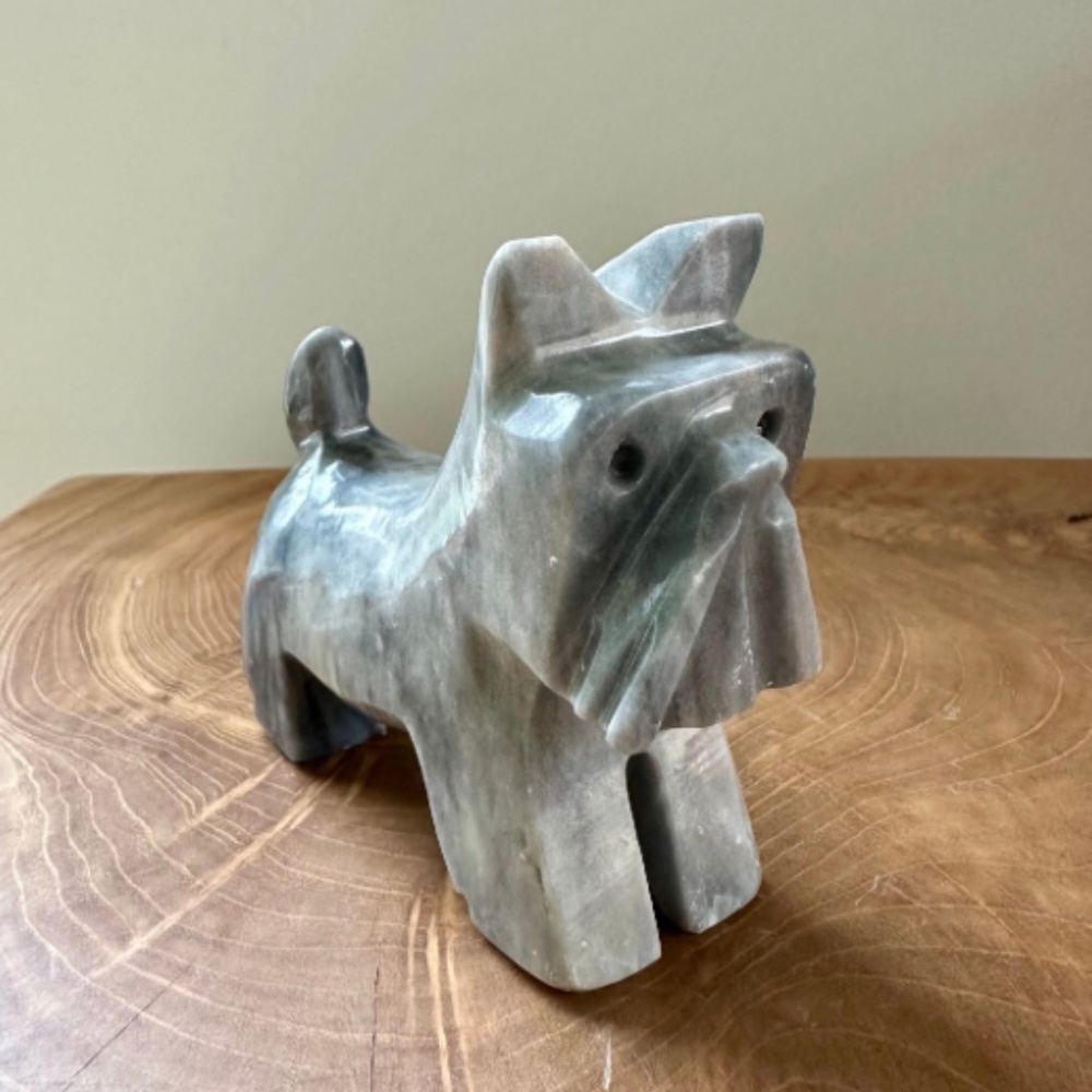 Vintage  alabaster Scottie dog figurine, Marble Scottie Dog